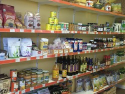 stocked shelves at a health food store