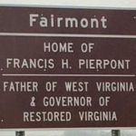 brown roadside sign honoring Francis H Pierpont