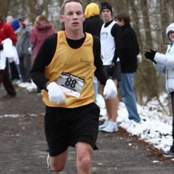 people running a race in the winter