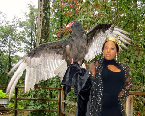 woman with bird of prey