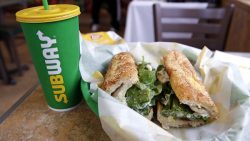 sandwich and drink from Subway