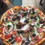 large round pizza with toppings