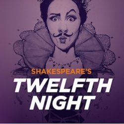 poster printed on purple paper with a woman's face with a mustache