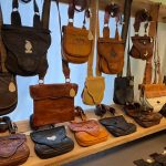 display of leather pouches