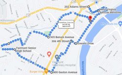 map of 5K race in Fairmont