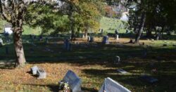 picture of a cemetery taken in the fall