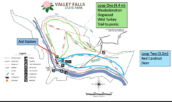 map of race route at Valley Falls State Park